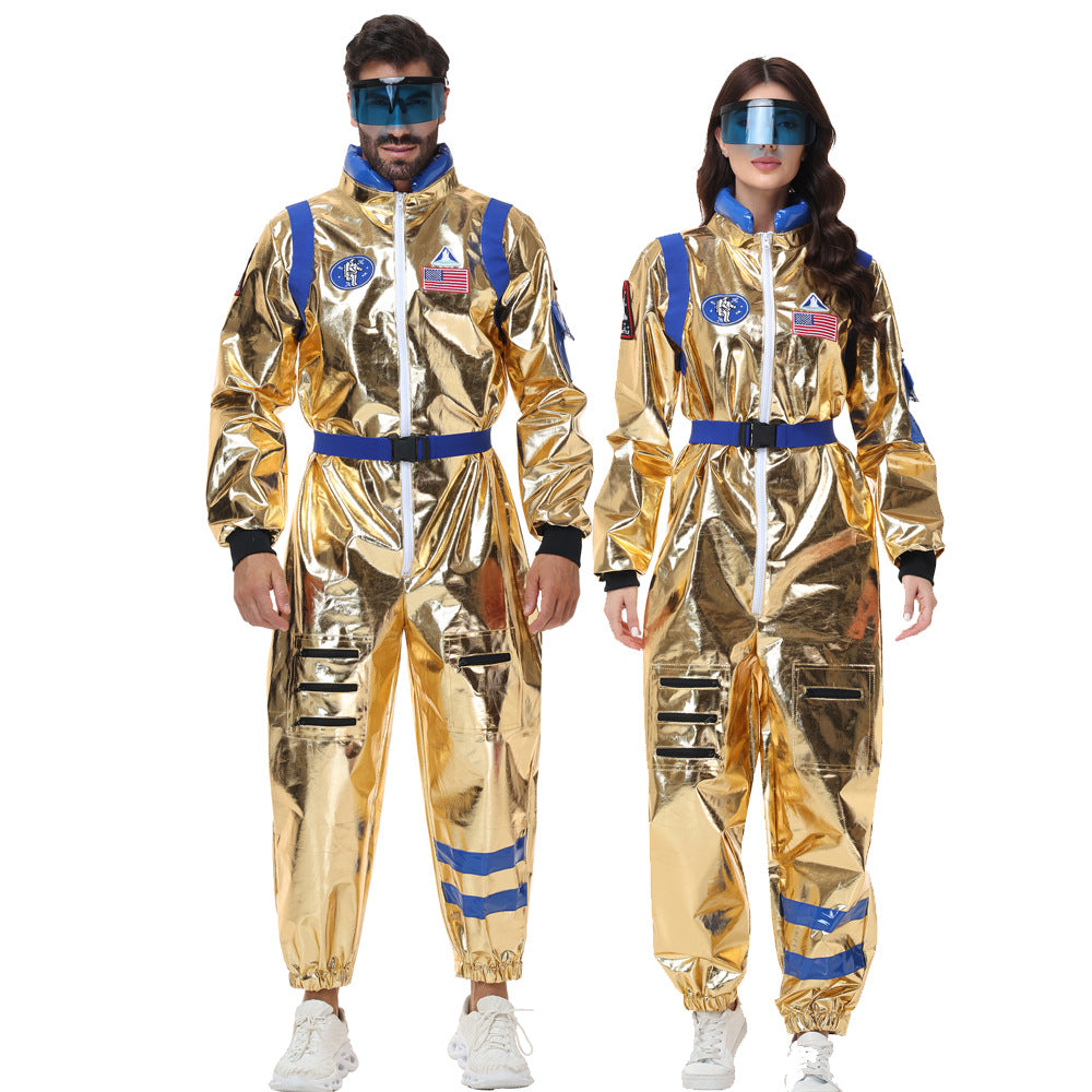 Halloween Golden Astronaut Space Suit Pilot Cosplay Costume Spacesuit Clothing