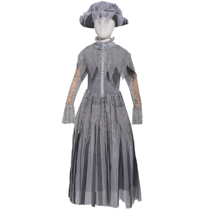 Halloween Ghost Princess Cosplay Skeleton Bride Costume Victorian Era Children's Ball Gown Dress