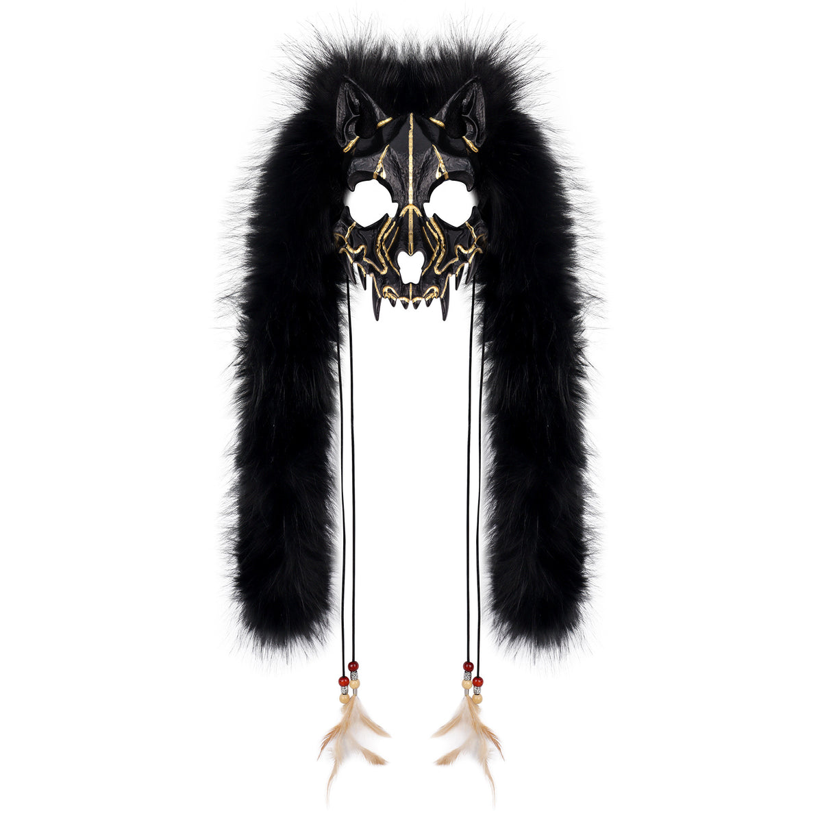 Halloween Carnival Fashion Animal Mask Viking Fox Mask with Faux Fur Headwear COS Werewolf