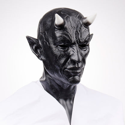 Demon Horn Mask Cosplay Horror Devil Killer Latex Full Head Mask Halloween Scary Face Costume Prop
