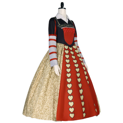 Alice in Wonderland Queen of Hearts Cosplay Costume Royal Style Long Dress Halloween Performance Clothing