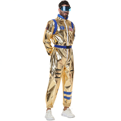 Halloween Golden Astronaut Space Suit Pilot Cosplay Costume Spacesuit Clothing